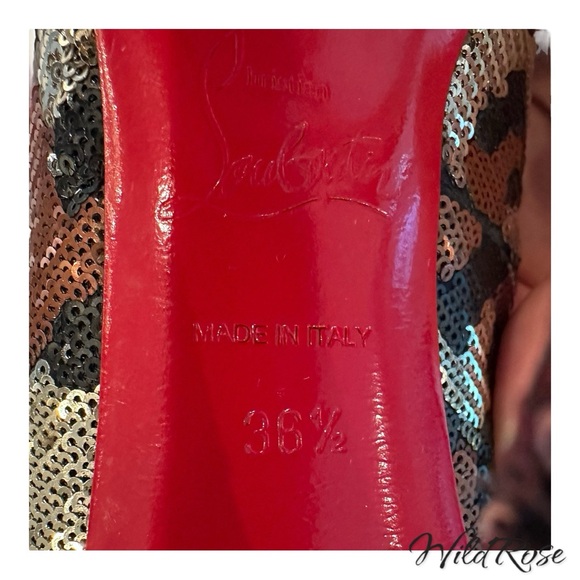 CHRISTIAN LOUBOUTIN BROWN SILVER BLACK LEOPARD PAILLETTES SEQUIN PIGALLE 36.5 - Picture 13 of 16